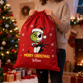 Personalised Christmas drawstring gift bag - customisable with name